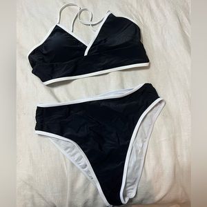 SHEIN large black and white high waisted bikini